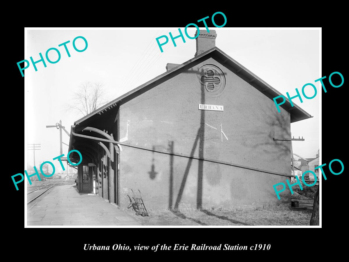 OLD LARGE HISTORIC PHOTO OF URBANA OHIO, THE ERIE RAILROAD STATION c1910 2