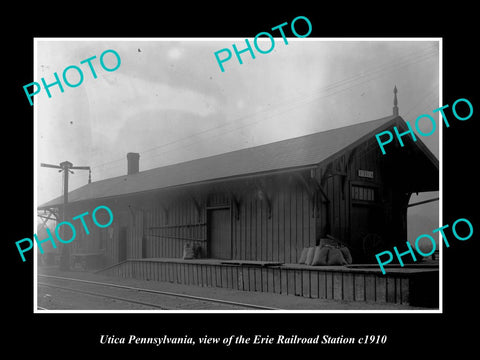 OLD LARGE HISTORIC PHOTO OF UTICA PENNSYLVANIA, ERIE RAILROAD STATION c1910 1