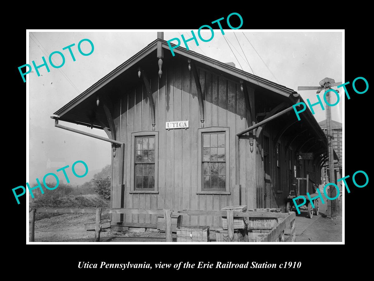 OLD LARGE HISTORIC PHOTO OF UTICA PENNSYLVANIA, ERIE RAILROAD STATION c1910 2