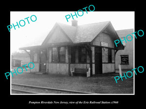 OLD LARGE HISTORIC PHOTO OF POMPTON RIVERDALE NEW JERSEY RAILROAD STATION c1960