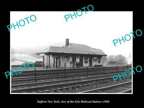 OLD LARGE HISTORIC PHOTO OF SUFFERN NEW JERSEY, ERIE RAILROAD STATION c1960