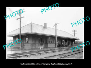 OLD LARGE HISTORIC PHOTO OF WADSWORTH OHIO, ERIE RAILROAD STATION c1910