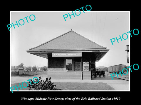 OLD LARGE HISTORIC PHOTO, WANAQUE MIDVALE NEW JERSEY ERIE RAILROAD STATION 1910