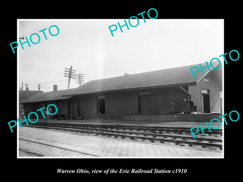 OLD LARGE HISTORIC PHOTO OF WARREN OHIO, ERIE RAILROAD STATION c1910 1