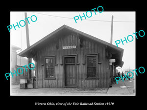 OLD LARGE HISTORIC PHOTO OF WARREN OHIO, ERIE RAILROAD STATION c1910 2