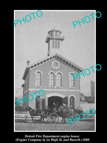 OLD LARGE HISTORIC PHOTO OF DETROIT MICHIGAN, FIRE DEPARTMENT No 6 STATION c1890