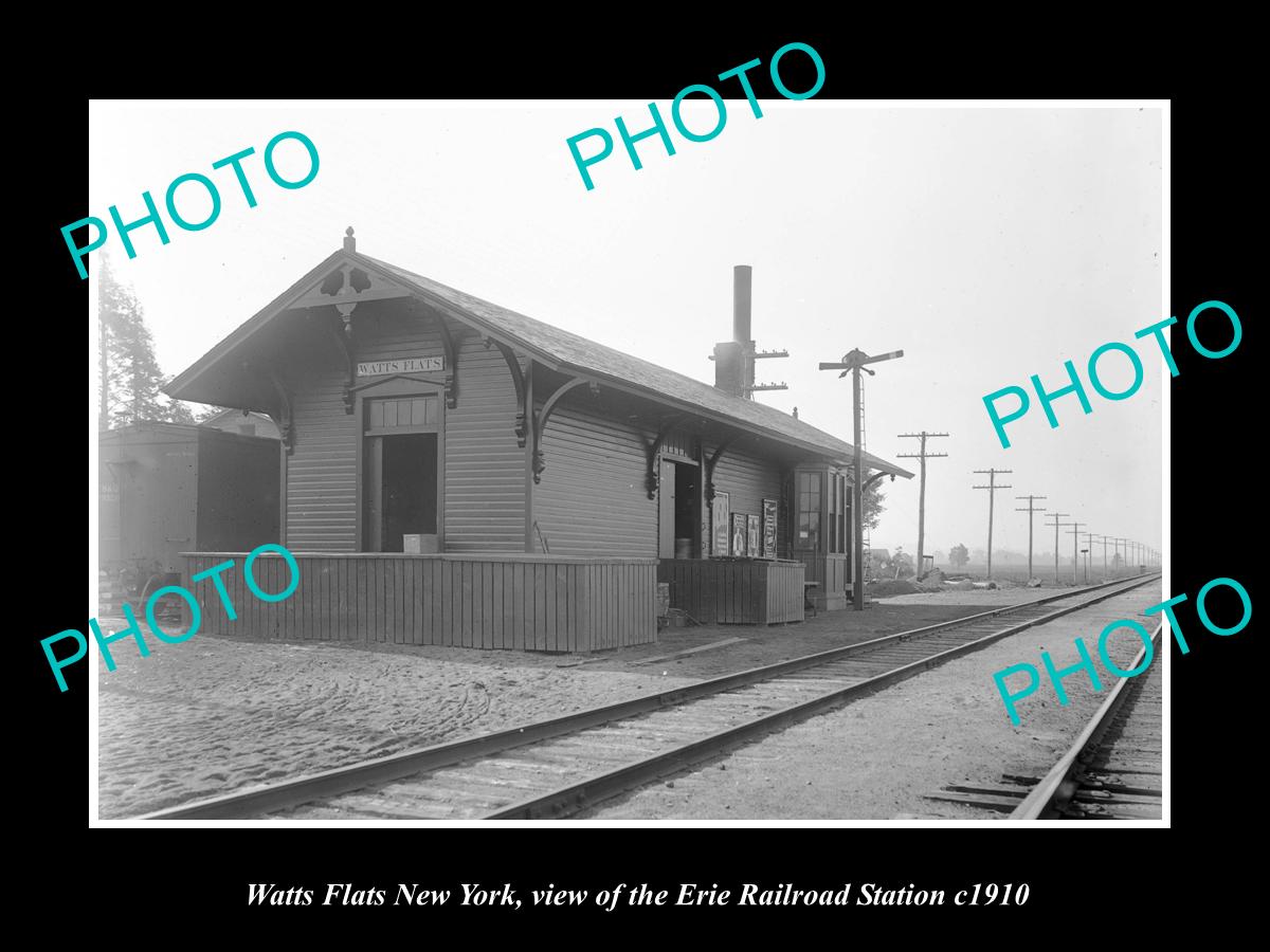 OLD LARGE HISTORIC PHOTO OF WATTS FLATS NEW YORK, ERIE RAILROAD STATION c1910 2