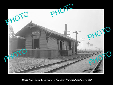 OLD LARGE HISTORIC PHOTO OF WATTS FLATS NEW YORK, ERIE RAILROAD STATION c1910 2