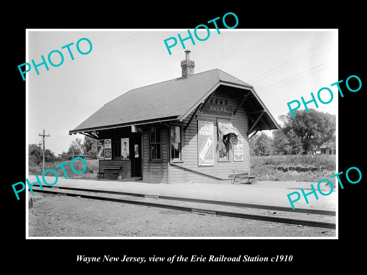 OLD LARGE HISTORIC PHOTO OF WAYNE NEW JERSEY, ERIE RAILROAD STATION c1910