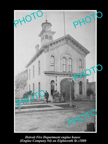 OLD HISTORIC PHOTO OF DETRIOT MICHIGAN, FIRE DEPARTMENT 18th ST STATION c1880