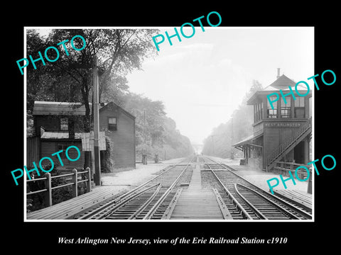 OLD HISTORIC PHOTO OF WEST ARLINGTON NEW JERSEY, ERIE RAILROAD STATION c1910