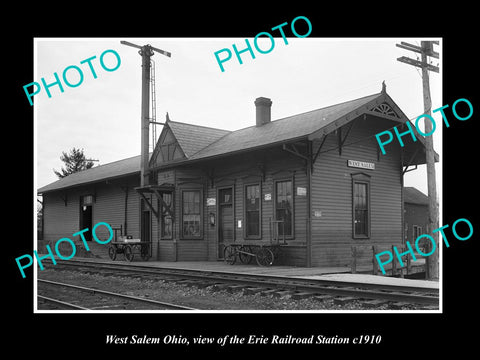 OLD LARGE HISTORIC PHOTO OF WEST SALEM OHIO, ERIE RAILROAD STATION c1910 1