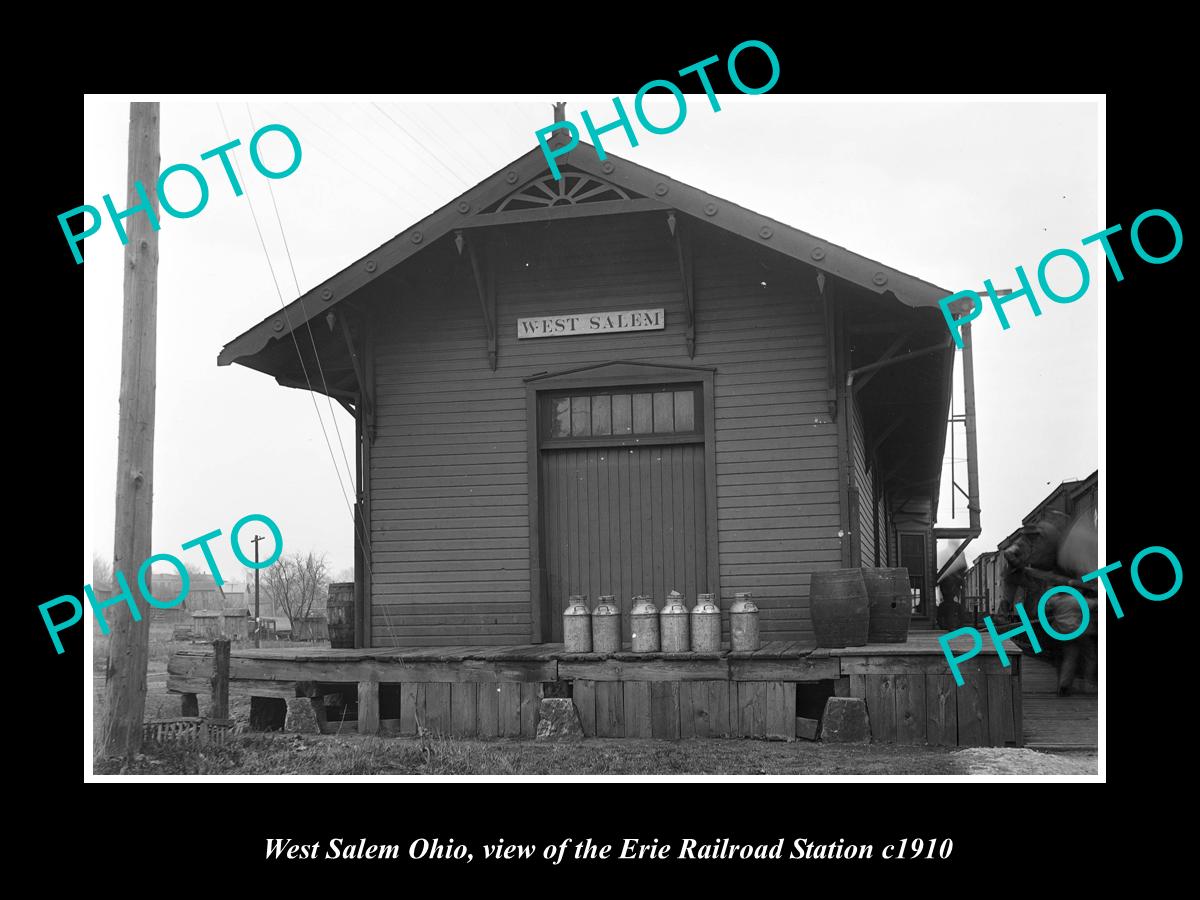 OLD LARGE HISTORIC PHOTO OF WEST SALEM OHIO, ERIE RAILROAD STATION c1910 2