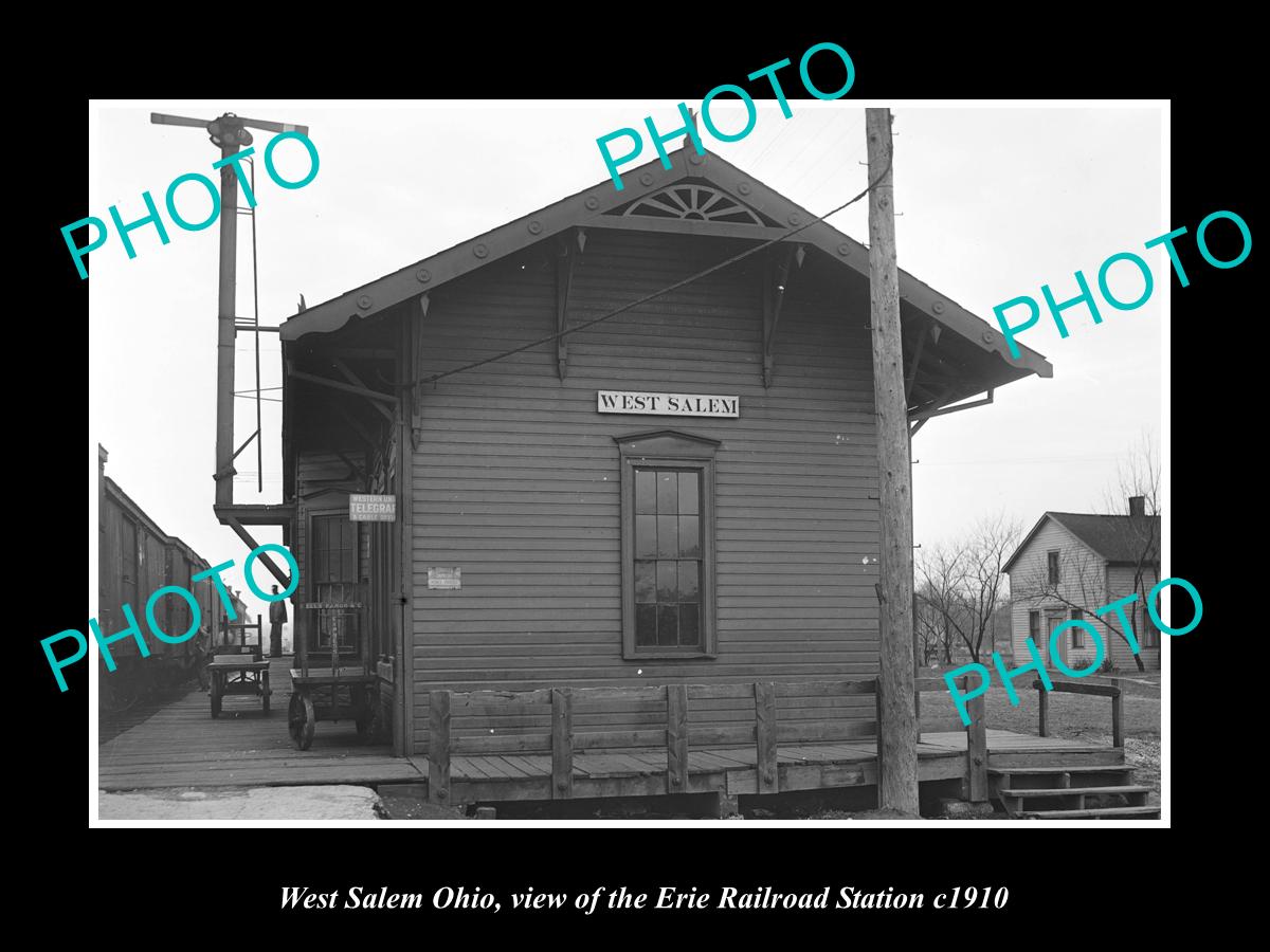 OLD LARGE HISTORIC PHOTO OF WEST SALEM OHIO, ERIE RAILROAD STATION c1910 3