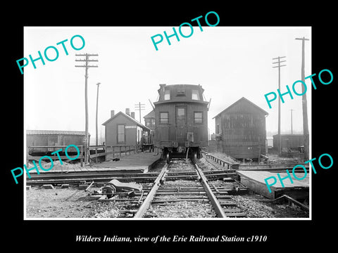 OLD LARGE HISTORIC PHOTO OF WILDERS INDIANA, ERIE RAILROAD STATION c1910