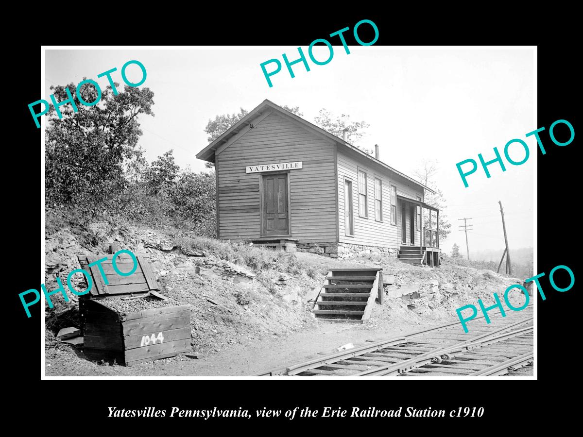 OLD LARGE HISTORIC PHOTO OF YATESVILLE PENNSYLVANIA ERIE RAILROAD STATION 1910 2