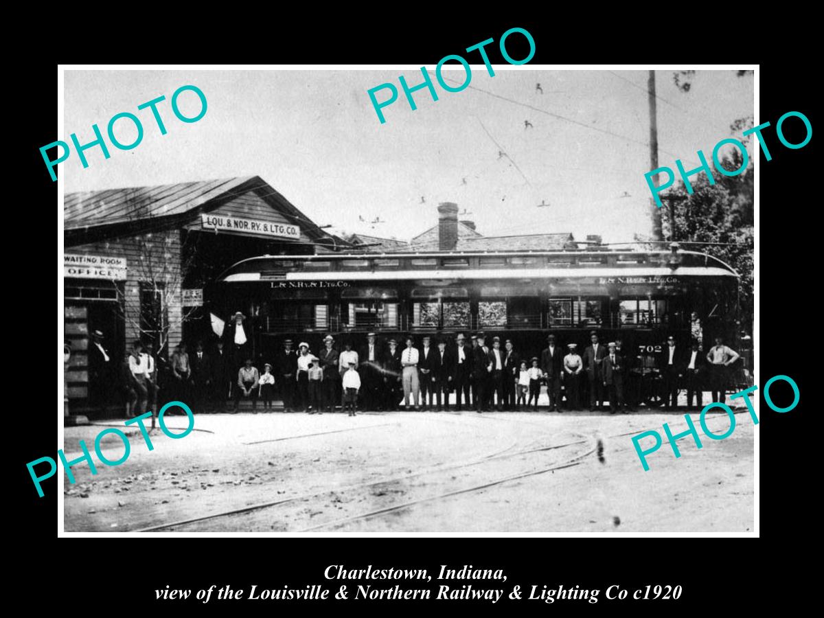 OLD LARGE HISTORIC PHOTO OF CHARLESTOWN INDIANA, THE L&NR&L RAILROAD BARN c1920