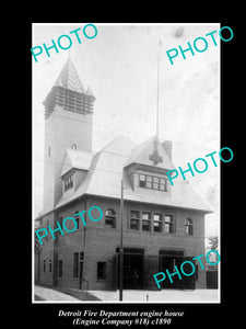 OLD LARGE HISTORIC PHOTO OF DETROIT MICHIGAN, FIRE DEPARTMENT No 18 STATION 1890