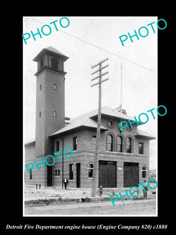 OLD LARGE HISTORIC PHOTO OF DETROIT MICHIGAN, FIRE DEPARTMENT No 20 STATION 1880