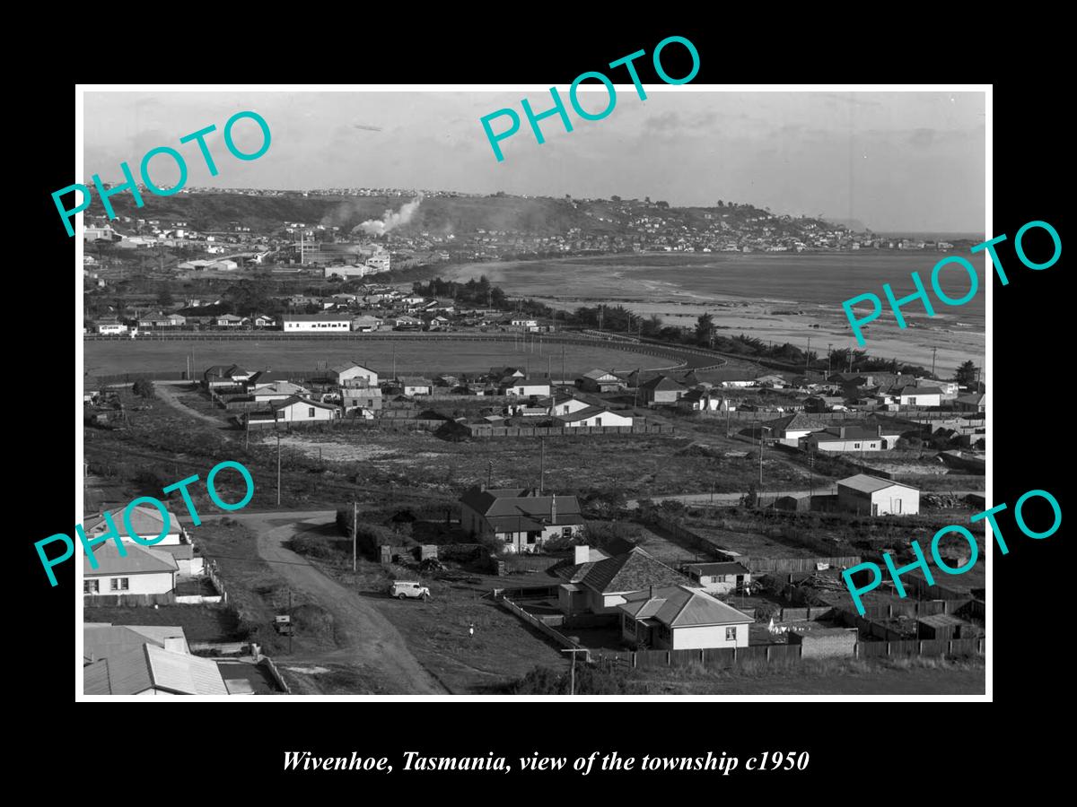 OLD LARGE HISTORIC PHOTO OF WIVENHOE TASMANIA, PANORAMA OF THE TOWN c1950