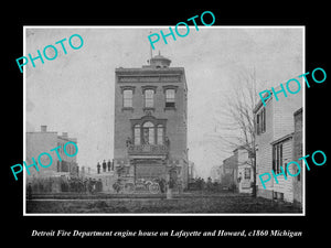 OLD HISTORIC PHOTO OF DETRIOT MICHIGAN, FIRE DEPARTMENT HOWARD St STATION c1860