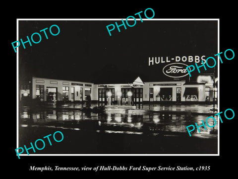 OLD LARGE HISTORIC PHOTO OF MEMPHIS TENNESSEE, H/D FORD MOTORS GAS STATION c1935