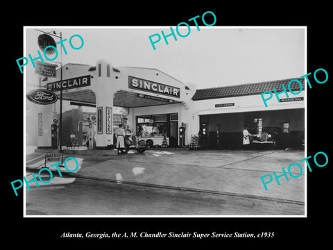 OLD LARGE HISTORIC PHOTO OF ATLANTA GEORGIA, THE SINCLAIR SERVICE STATION c1935