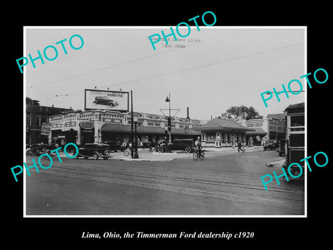 OLD LARGE HISTORIC PHOTO OF LIMA OHIO, THE TIMMERMAN FORD DEALERSHIP c1920