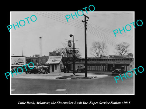 OLD LARGE HISTORIC PHOTO OF LITTLE ROCK ARKANSAS, THE FORD GAS STATION c1935