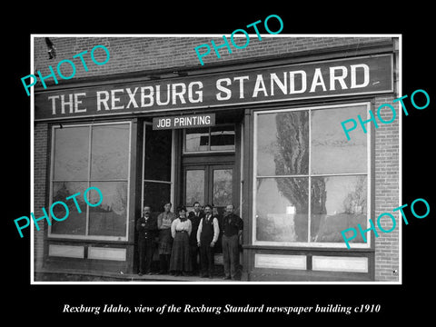 OLD LARGE HISTORIC PHOTO OF REXBURG IDAHO, THE STANDARD NEWSPAPER BUILDING c1910