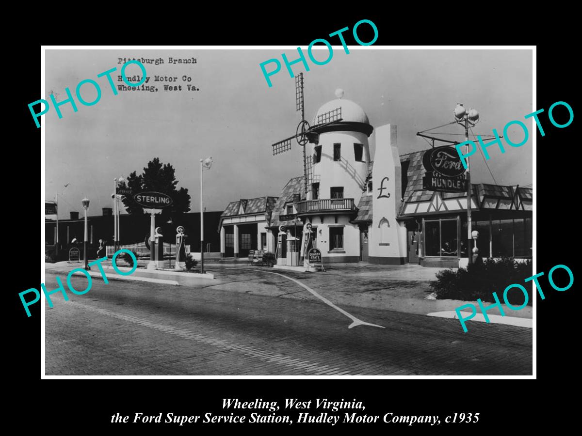 OLD LARGE HISTORIC PHOTO OF WHEELING WEST VIRGINIA, THE FORD DEALERSHIP c1935