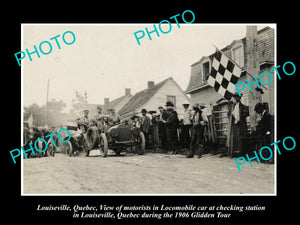 OLD LARGE HISTORIC PHOTO OF LOUISEVILLE QUEBEC, LOCOMOBILE CAR IN ROAD RACE 1906