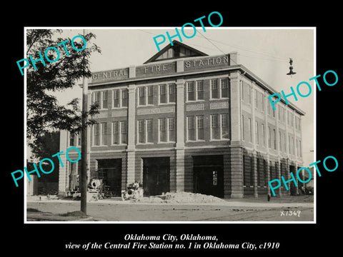 OLD HISTORIC PHOTO OF OKLAHOMA CITY, VIEW OF THE No 1 CENTRAL FIRE STATION c1910