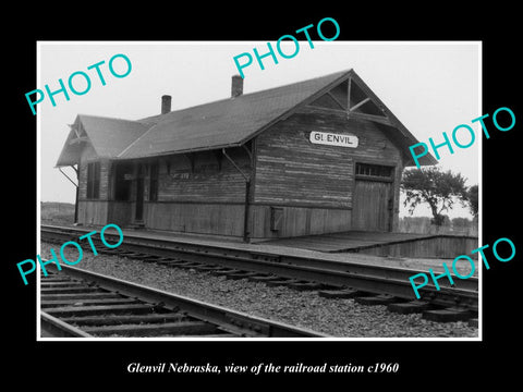 OLD LARGE HISTORIC PHOTO OF GLENVIL NEBRASKA, THE RAILROAD STATION c1960