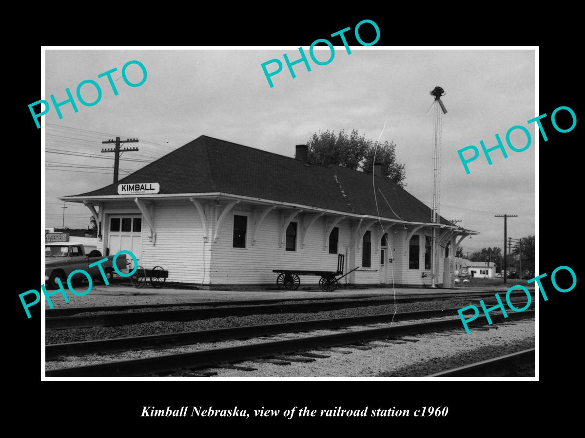 OLD LARGE HISTORIC PHOTO OF KIMBALL NEBRASKA, THE RAILROAD STATION c1960