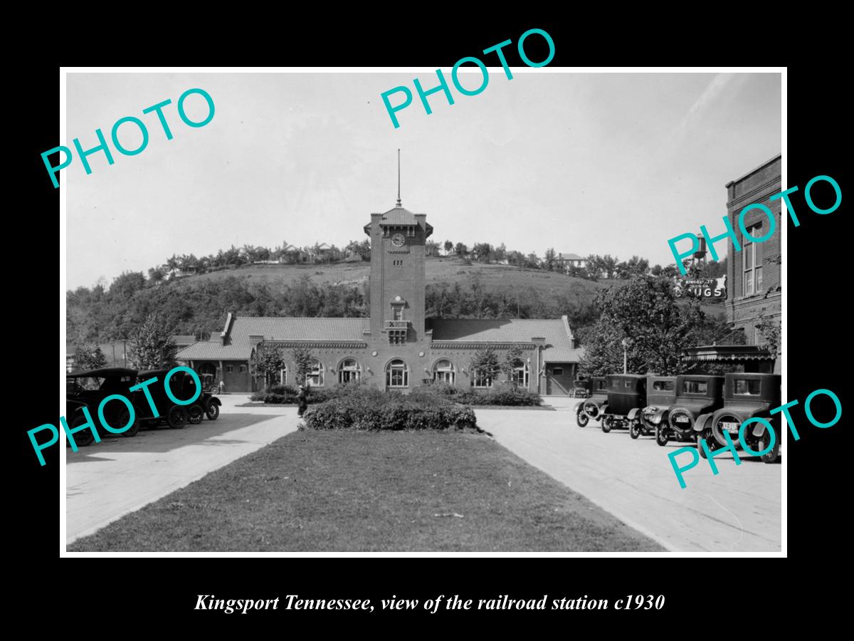 OLD LARGE HISTORIC PHOTO OF KINGSPORT TENNESSEE, THE RAILROAD STATION c1930