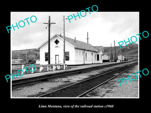 OLD LARGE HISTORIC PHOTO OF LIMA MONTANA, THE RAILROAD STATION c1960