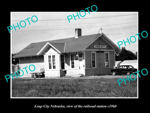 OLD LARGE HISTORIC PHOTO OF LOUP CITY NEBRASKA, THE RAILROAD STATION c1960