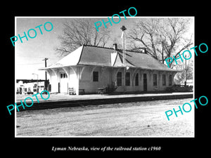 OLD LARGE HISTORIC PHOTO OF LYMAN NEBRASKA, THE RAILROAD STATION c1960