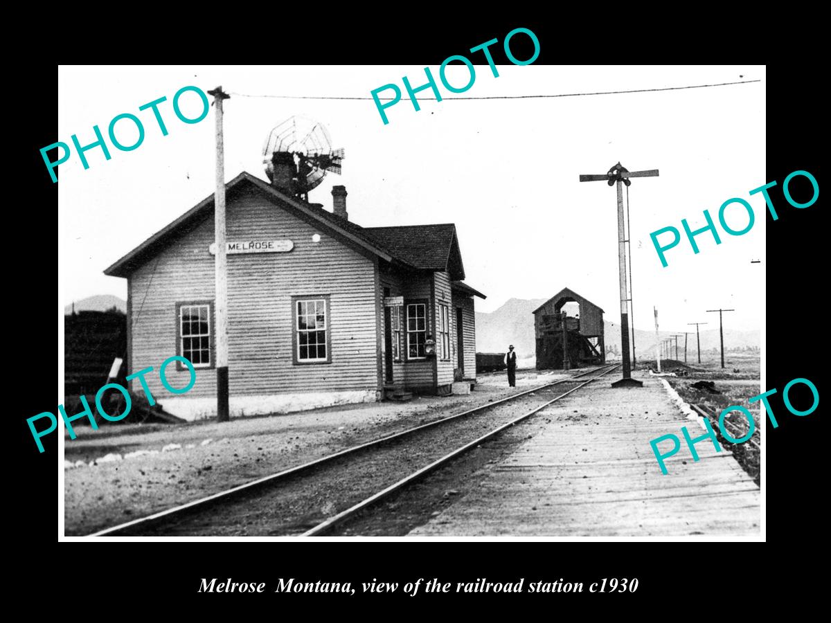 OLD LARGE HISTORIC PHOTO OF MELROSE MONTANA, THE RAILROAD STATION c1930