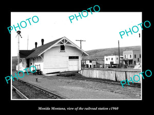 OLD LARGE HISTORIC PHOTO OF MONIDA MONTANA, THE RAILROAD STATION c1960