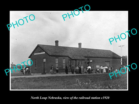 OLD LARGE HISTORIC PHOTO OF NORTH LOUP NEBRASKA, THE RAILROAD STATION c1920