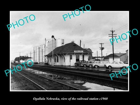 OLD LARGE HISTORIC PHOTO OF OGALLALA NEBRASKA, THE RAILROAD STATION c1960