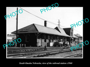 OLD LARGE HISTORIC PHOTO OF SOUTH OMAHA NEBRASKA, THE RAILROAD STATION c1960