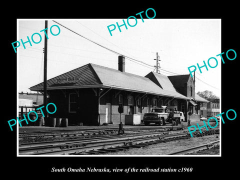 OLD LARGE HISTORIC PHOTO OF SOUTH OMAHA NEBRASKA, THE RAILROAD STATION c1960