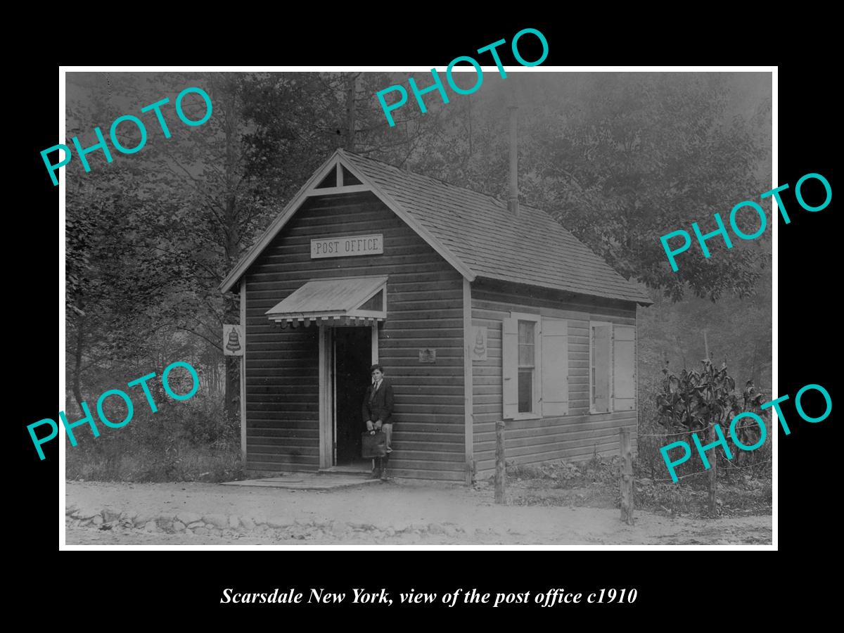 OLD LARGE HISTORIC PHOTO OF SCARSDALE NEW YORK, VIEW OF THE POST OFFICE c1910