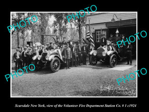 OLD LARGE HISTORIC PHOTO OF SCARSDALE NEW YORK, No1 FIRE DEPARTMENT STATION 1924