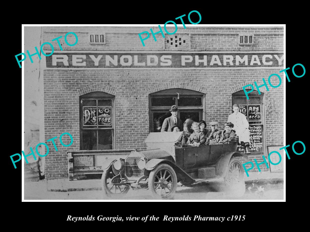 OLD LARGE HISTORIC PHOTO OF REYNOLDS GEORGIA, VIEW OF THE REYNOLDS PHARMACY 1915