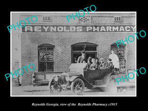 OLD LARGE HISTORIC PHOTO OF REYNOLDS GEORGIA, VIEW OF THE REYNOLDS PHARMACY 1915