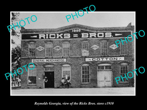 OLD LARGE HISTORIC PHOTO OF REYNOLDS GEORGIA, VIEW OF THE RICKS BROS STORE c1910